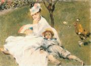 Camille Monet and Her son Jean in the Garden at Arenteuil Pierre-Auguste Renoir